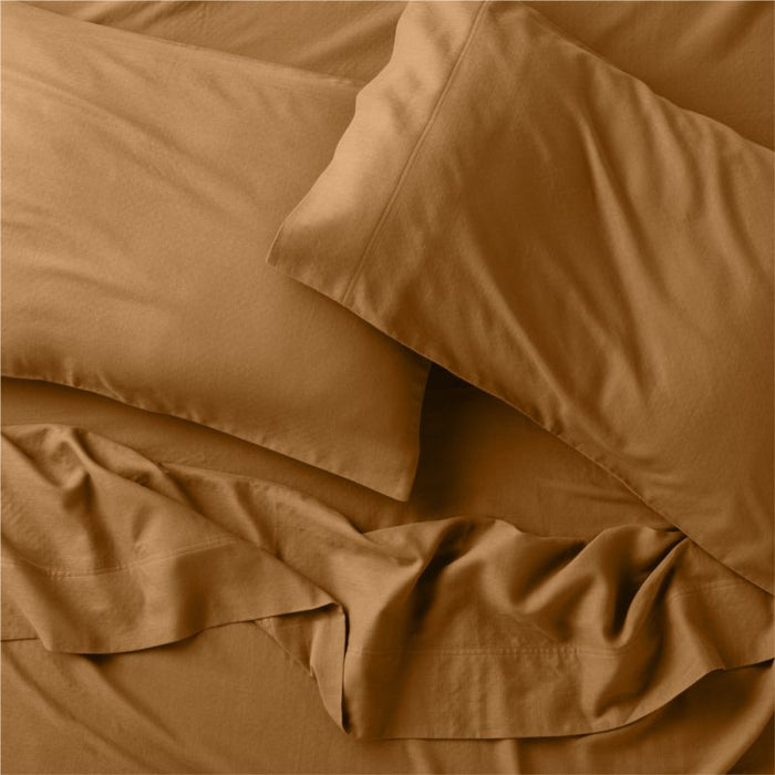 Organic Double Weave Brulee Brown Full/Queen Sheet Set