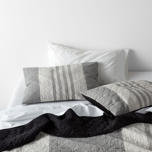 Laurentis Ink Black Crinkle Stripe Euro Sham