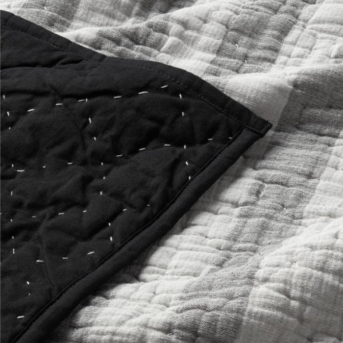 Laurentis Ink Black Crinkle Stripe Euro Sham