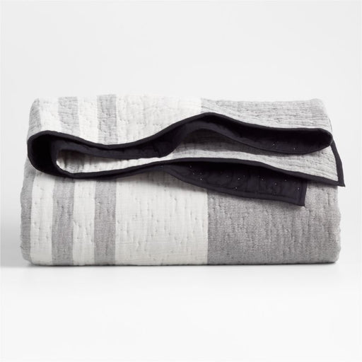 Laurentis Ink Black Crinkle Stripe Standard Sham