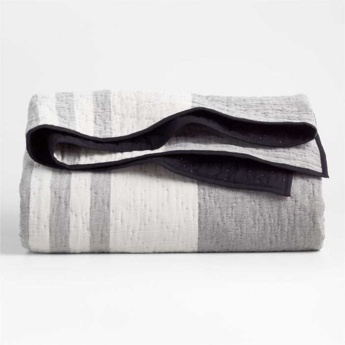 Laurentis Ink Black Crinkle Stripe Euro Sham