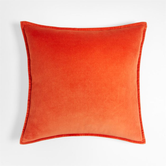 Organic Persimmon 20" Washed Cotton Velvet Pillow Cover