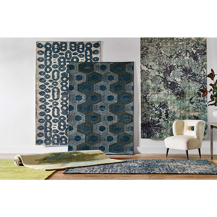 Birch Cyan Wool-Blend Abstract Rug 6'x9'