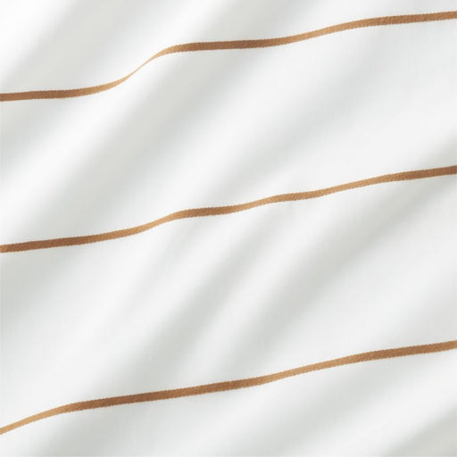 Organic Percale Cotton Striped Brulee Brown Full/Queen Duvet Cover