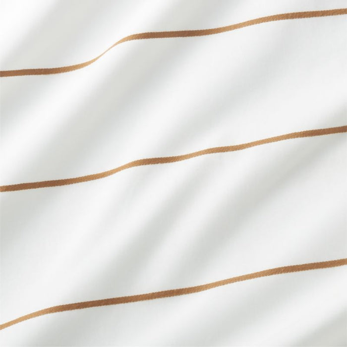 Organic Percale Cotton Striped Brulee Brown Full/Queen Duvet Cover