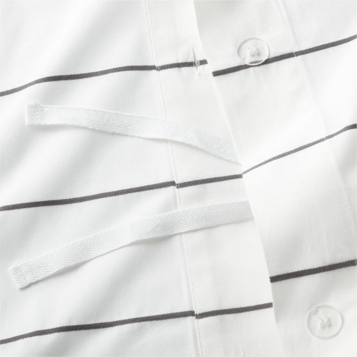 Organic Percale Cotton Striped Pewter Grey King Duvet Cover