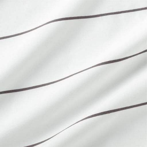 Organic Percale Cotton Striped Pewter Grey King Duvet Cover