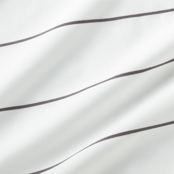 Organic Percale Cotton Striped Pewter Grey King Duvet Cover