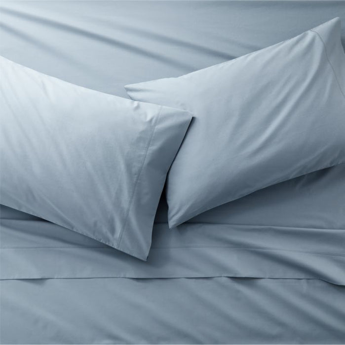 Favorite Organic Cotton Percale Blue Full Bed Sheet Set