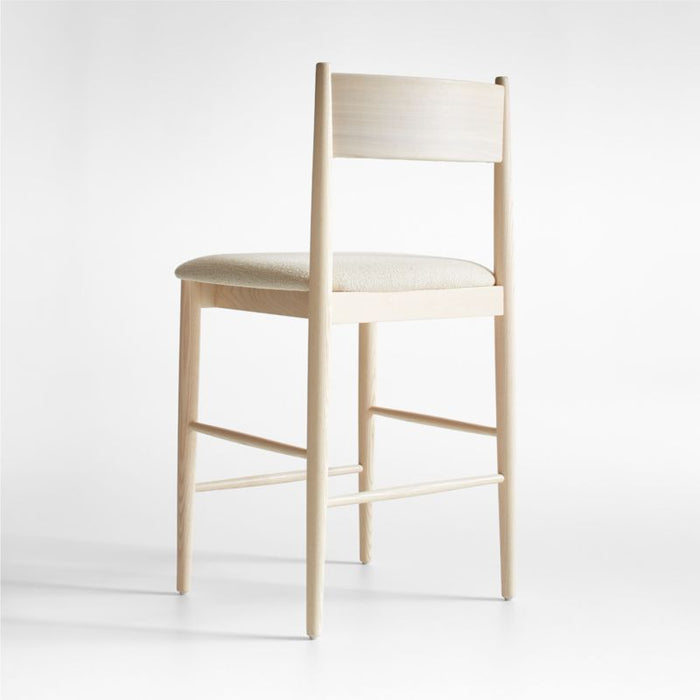 Petrie Bleached Ash Black Leather Counter Stool