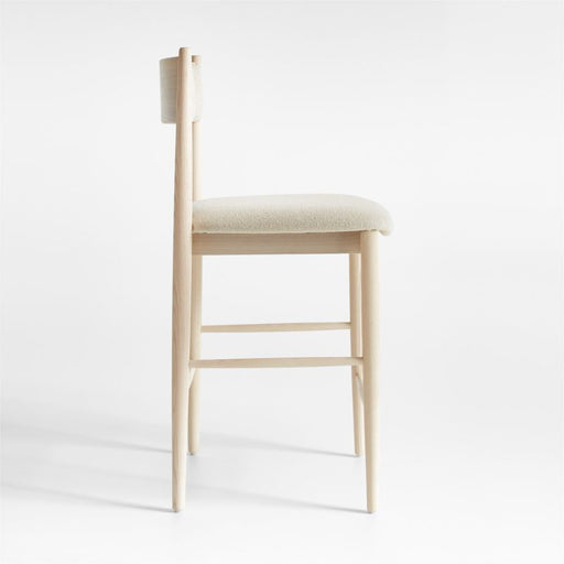 Petrie Bleached Ash Black Leather Counter Stool