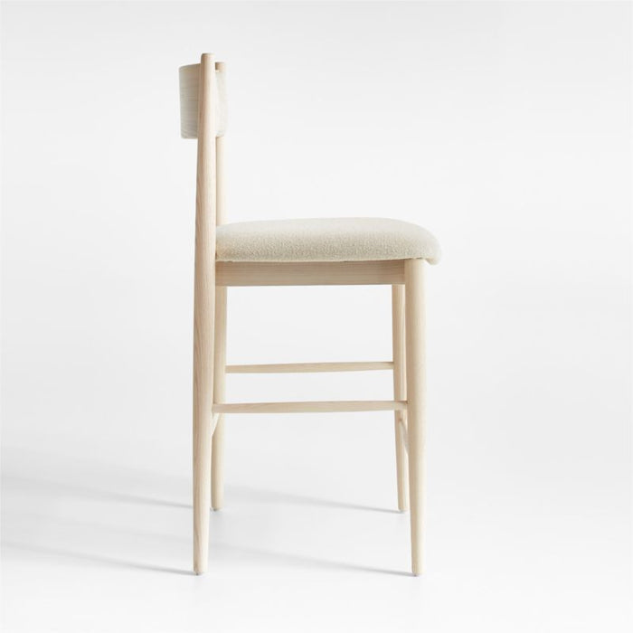 Petrie Bleached Ash Black Leather Counter Stool