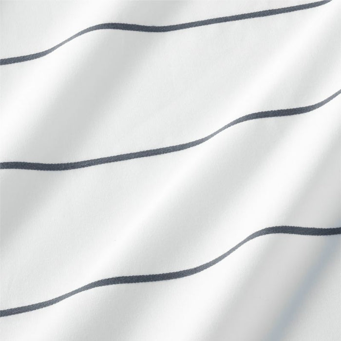Organic Percale Cotton Striped Pewter Grey Standard Pillowcases, Set of 2