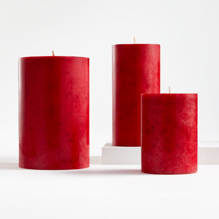 Red Cranberry Scented Pillar Candle 3x6