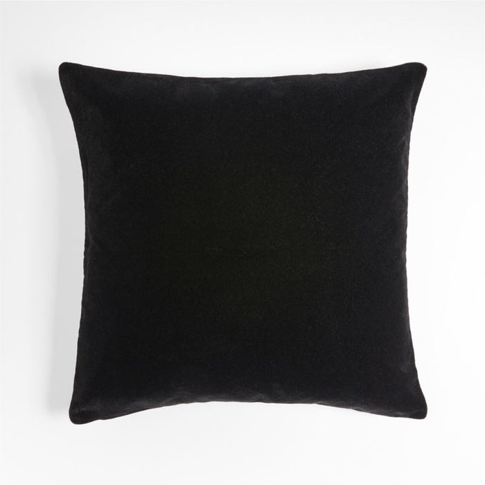 Ink Black 20'' Faux Mohair Pillow Cover