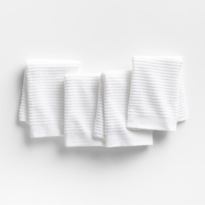 Ribbed Bar Mop White Organic Cotton Dishcloths, Set of 4
