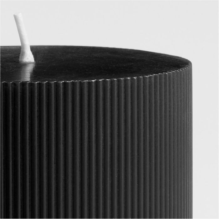 3"x4" Ribbed Black Pillar Candle