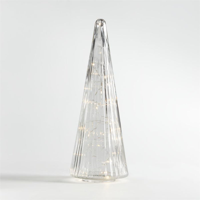 Large Ribbed Clear Glass Christmas Tree 17.5"