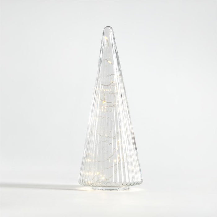 Medium Ribbed Clear Glass Christmas Tree 13.5"