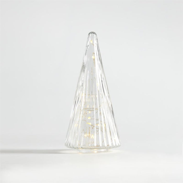 Small Ribbed Clear Glass Christmas Tree 9"