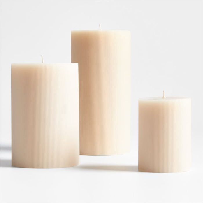 4"x8" Ribbed Linen Pillar Candle