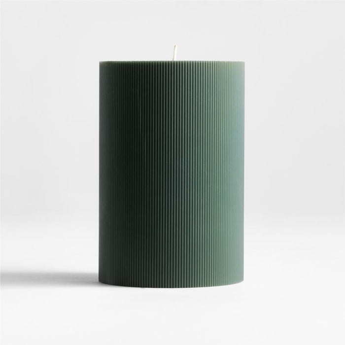 4"x6" Spruce Green Ribbed Pillar Candle