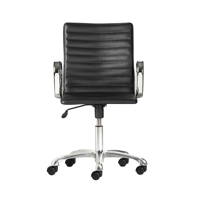 Ripple Black Leather Office Chair with Chrome Base