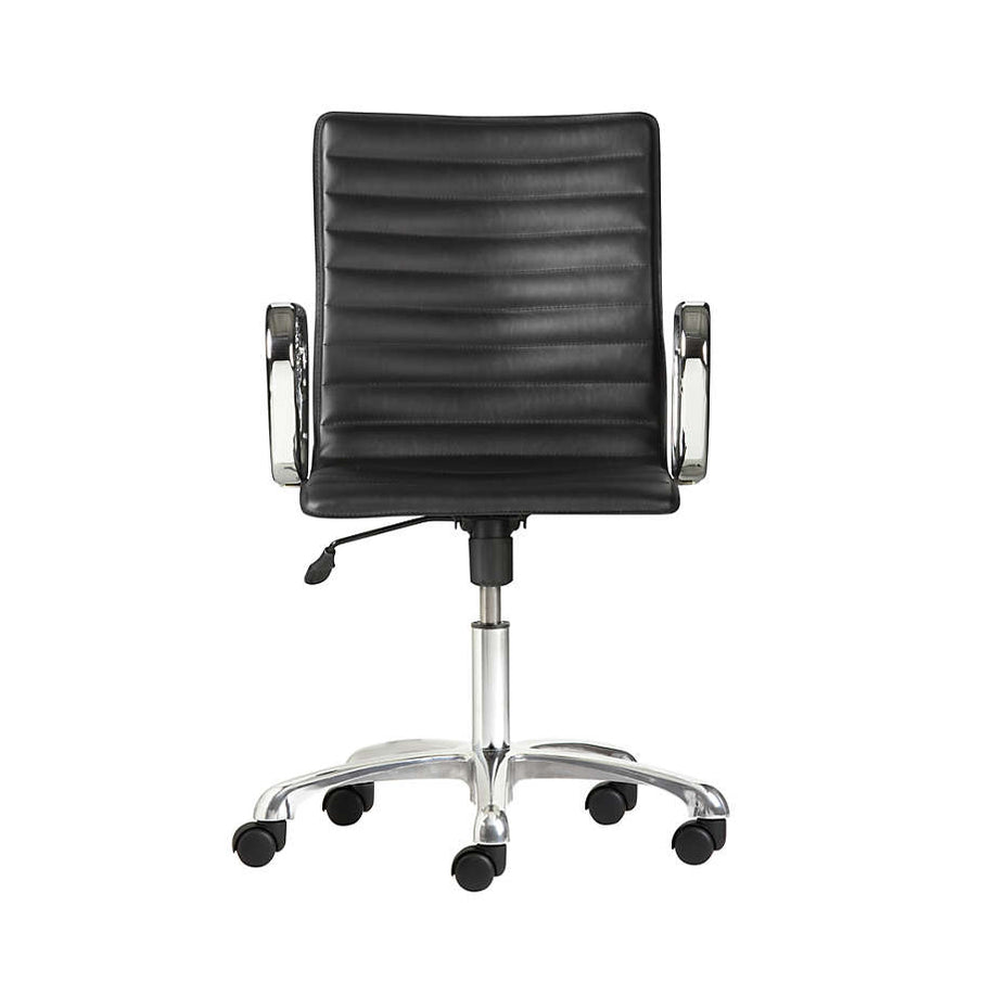 Ripple Black Leather Office Chair with Chrome Base Crate and Barrel
