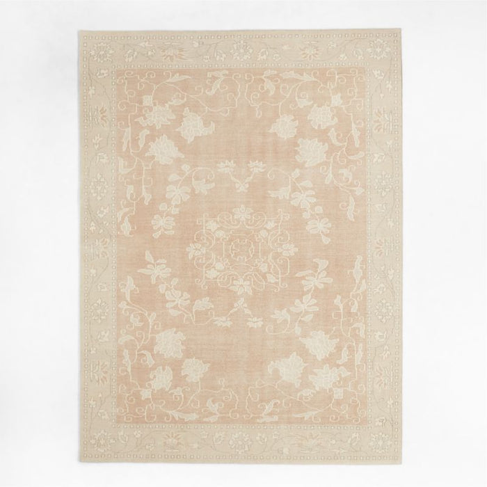 Rochelle Traditional Floral Sand Beige Area Rug 6'x9'