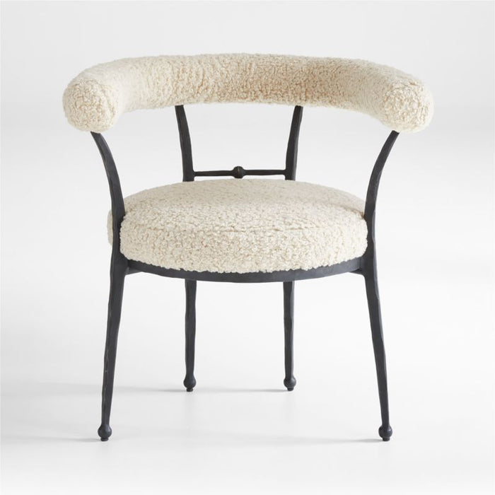 Rodin White Boucle Dining Accent Chair by Athena Calderone