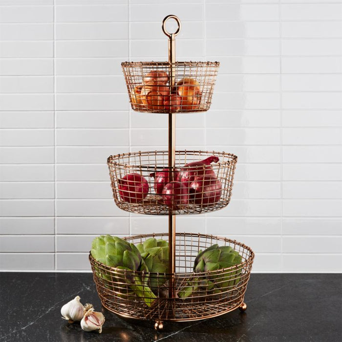 Bendt 3-Tier Copper Fruit Basket