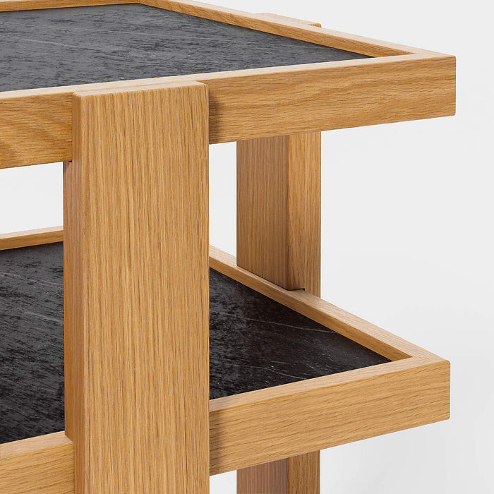 Sable Black Marble Tiered End Table