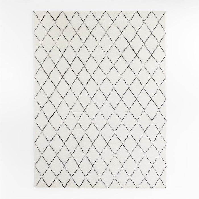 Safi Diamond Moroccan White & Black Area Rug 6'x9'