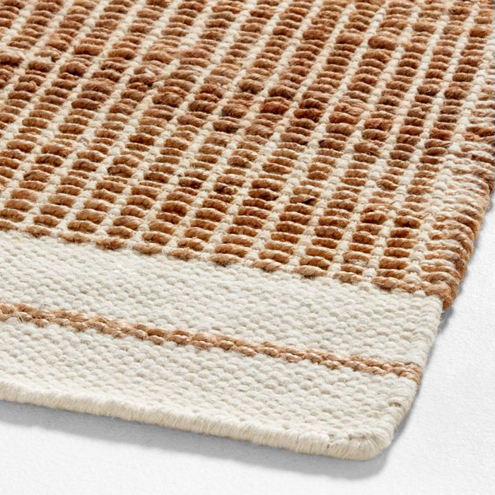 Santa Cruz Jute/Wool Blend Cream Border Area Rug 6'x9'