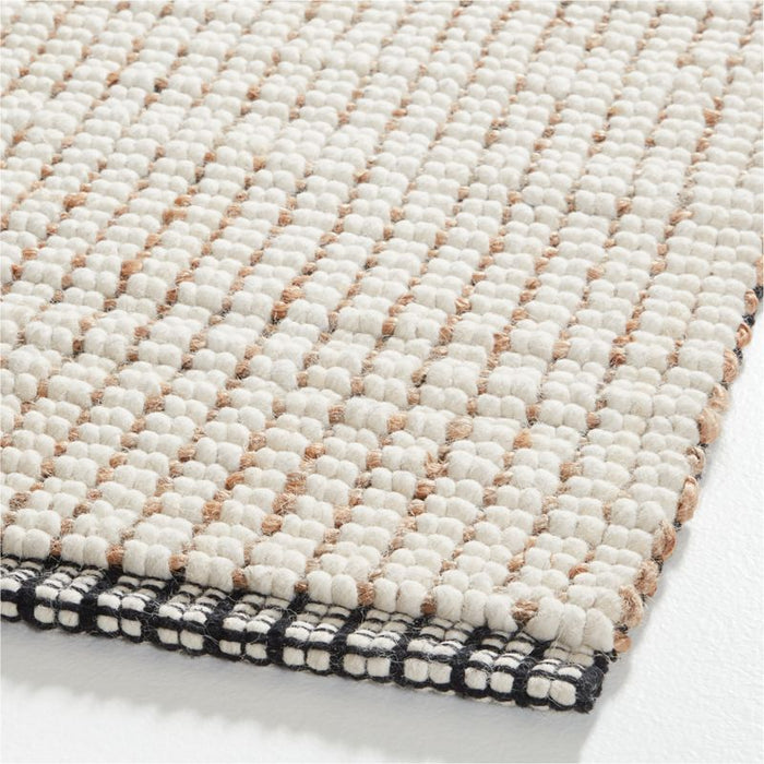 Seville Jute/Wool Blend Striped White Area Rug 8'x10'