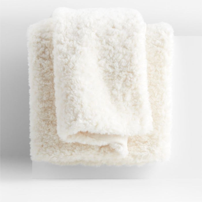 Ivory 70"x55" Sherpa Faux Fur Throw Blanket
