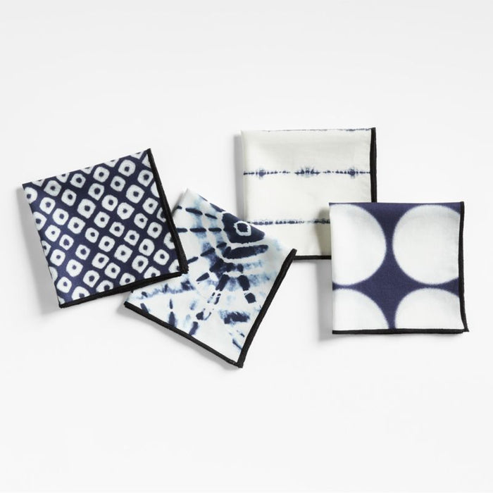 Blue Shibori Cocktail Napkins, Set of 4