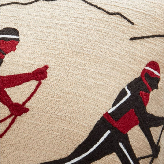 Skier 22"x15" Beige Pillow Cover