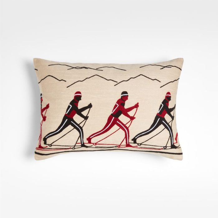 Skier 22"x15" Beige Pillow Cover