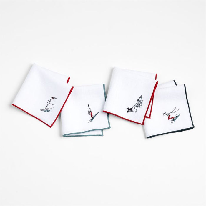 Skier Icon Cocktail Napkin, Set of 4