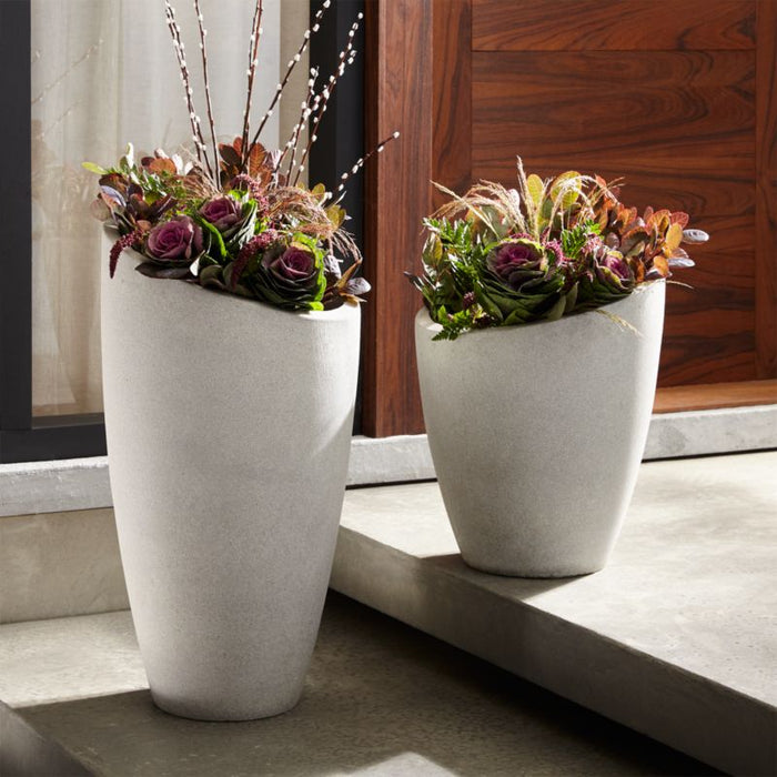 Slant Light Grey Short Indoor/Outdoor Planter