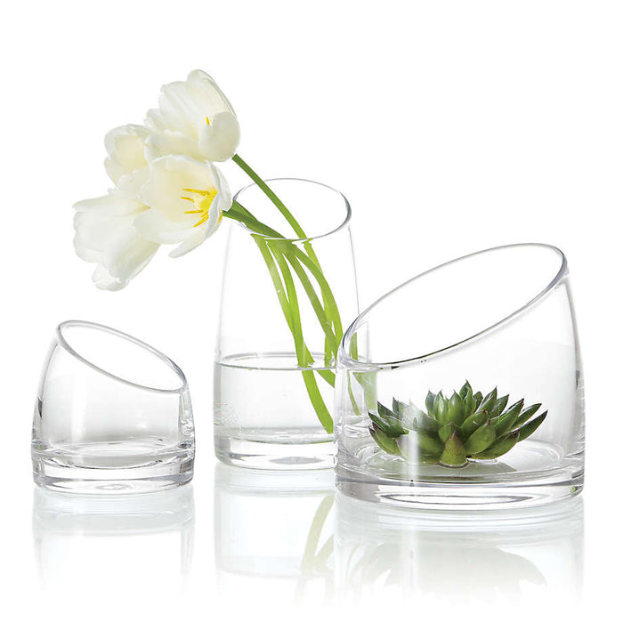 Slant Glass Vase 4"