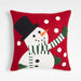 Snowman 20" Red Wool Pillow Cover
