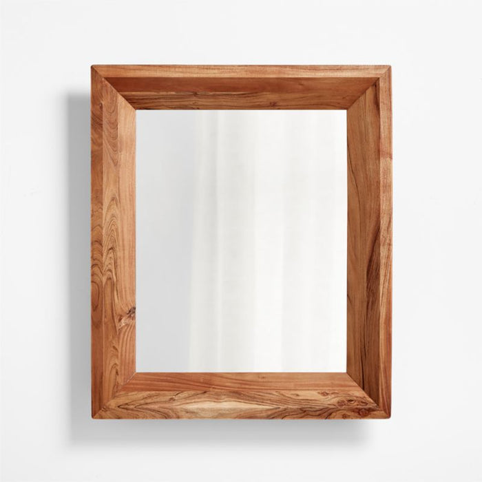 Solomon Rectangular Acacia Wood Wall Mirror
