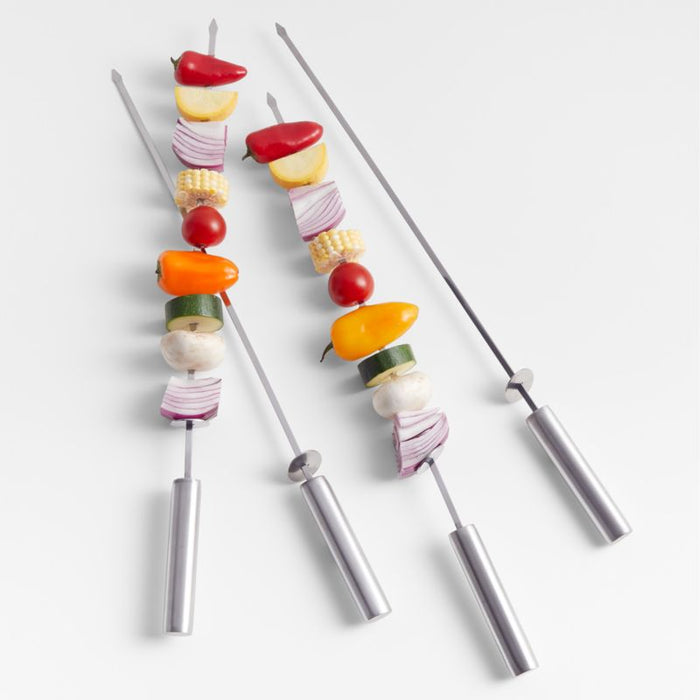 Stainless Steel Sliding Skewers with Hollow Handle, Set of 4