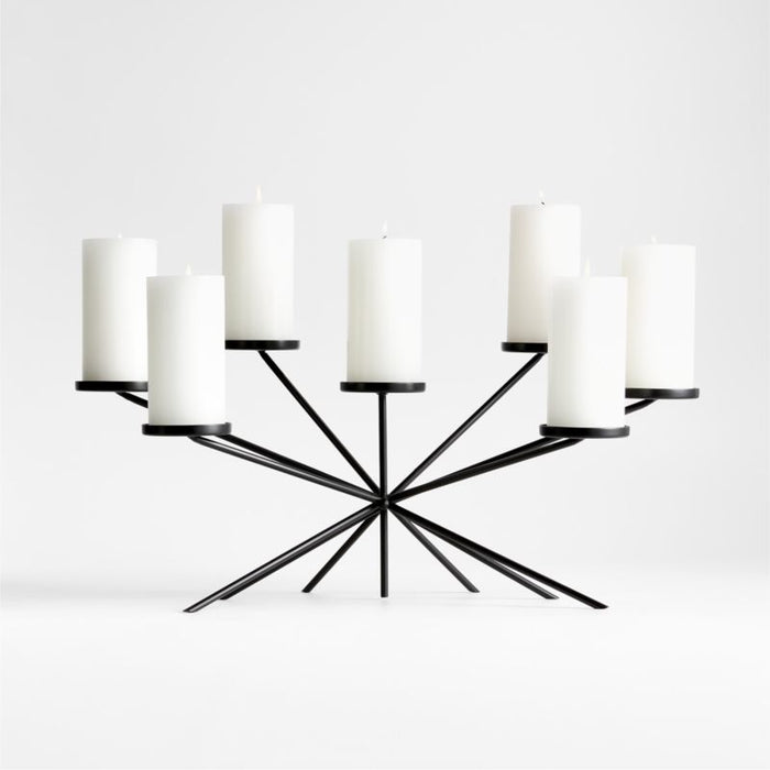 Starburst Black Metal Fireplace Candelabra