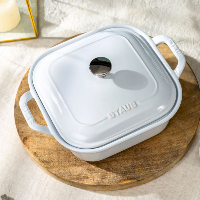 Staub White Square Covered Baking Dish