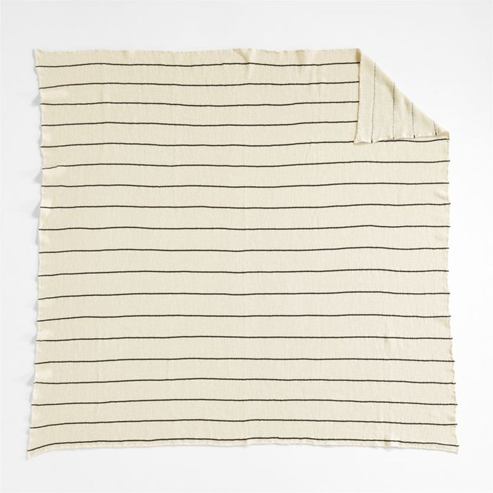 Organic Cotton 80"x80" Pampas Ivory Striped Waffle Oversized Throw Blanket