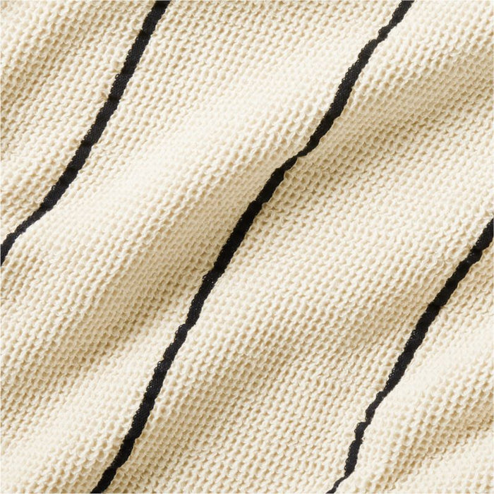 Organic Cotton 80"x80" Pampas Ivory Striped Waffle Oversized Throw Blanket