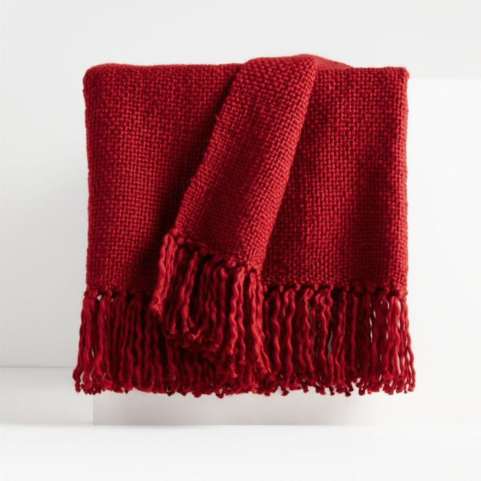 Styles Red Fringe Throw Blanket 70"x55"